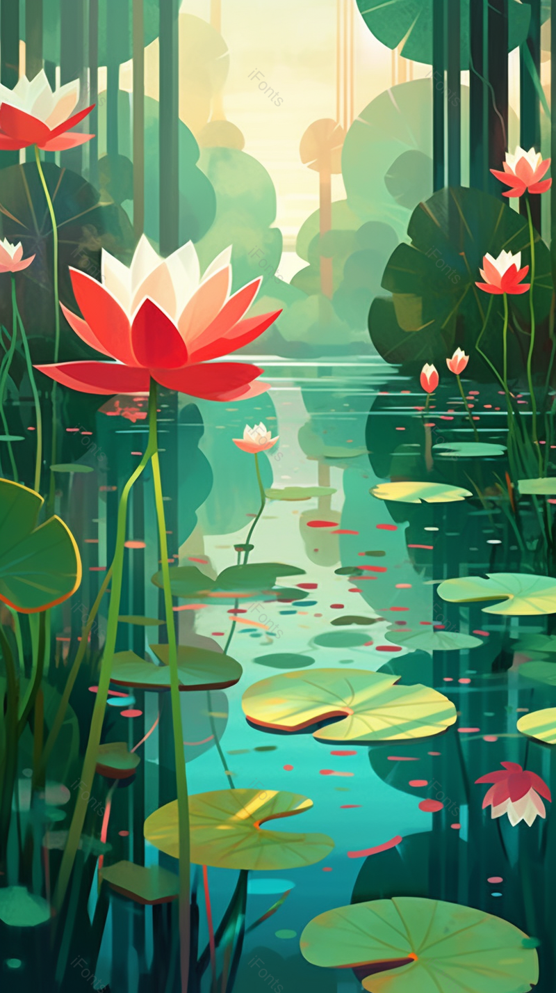 夏季荷花节气夏天插画背景,插画/手绘图,插画/手绘图库,插画/手绘图下载,插画/手绘